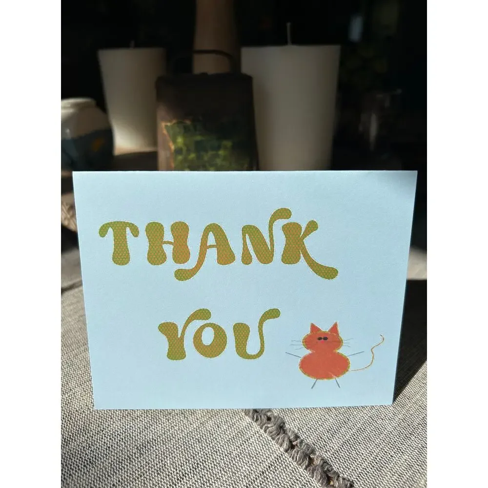 Greeting Cards Thank you Notes Cute Orange Kitty Stationery Handmade Set of 6
